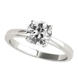 Solitaire Oude Mijnwerker Echte Natuurlijke uit de aarde gewonnen Diamanten Trouwring 2 Karaat 14K Witgoud