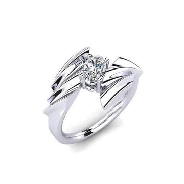 Solitaire Ovaal Geslepen 1,10 Karaat Echt Diamanten Verlovingsring Wit Goud 14K