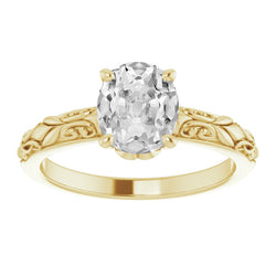 Antiek Enkele Steen Ring – Briljant 3 karaat 14K Geelgoud