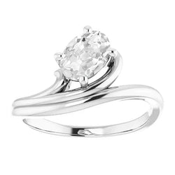 Solitaire Ovale Oude Mijnwerker Natuurlijke uit de aarde gewonnen Diamanten Ring Gedraaide Schacht 3.50 Karaat