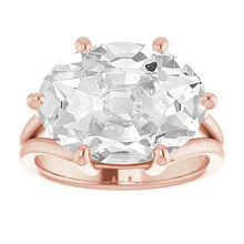 Afbeelding in Gallery-weergave laden, Solitaire Ovale Old Cut Echt Diamond Ring Split Shank Prong Set 8,50 Karaat

