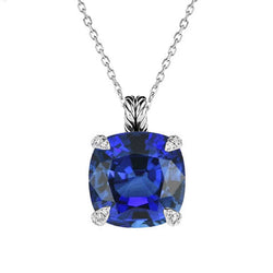 14K Witgoud Royal Blue Saffier Sieraadsteen Hanger – 4-karaat
