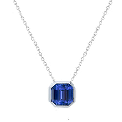 Blauwe Saffier Kraagzetting Edelsteen Hanger 2 karaat in 14K