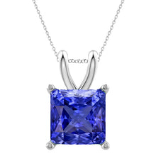Afbeelding in Gallery-weergave laden, Royal Blue Saffier Steen Halsketting 4 karaat 14K Witgoud – hoofdaanzicht
