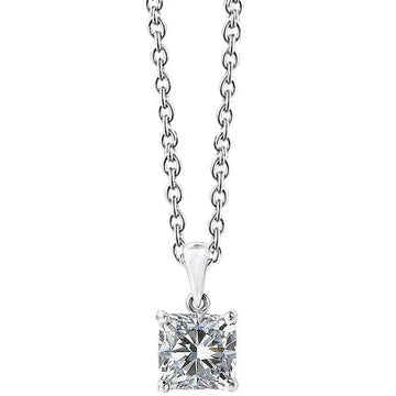 Solitaire Prinses Echt Diamanten Hanger Ketting 2,50 Karaat Witgoud 14K