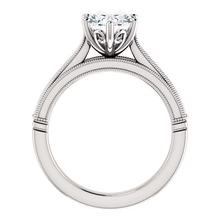 Afbeelding in Gallery-weergave laden, Solitaire Ring 4 Karaat Echt Diamant Ovale Vintage Stijl Milgrain Sieraden
