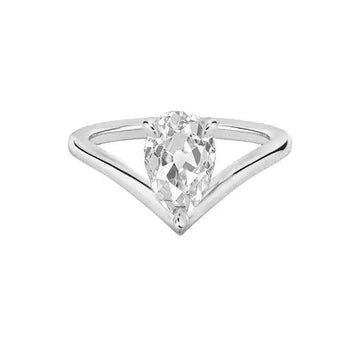 Solitaire Ring Enhancer Old Cut Pear Echt Diamond 1,50 Karaat 14K Goud