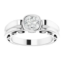 Solitaire Ring Kussen Oud Slijpsel Natuurlijke uit de aarde gewonnen Diamant Kastzetting Filigraan 2.15 Karaat