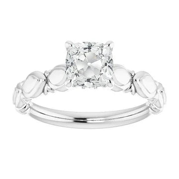 Solitaire Ring Kussen Old Mine Cut Echt Diamond 3,50 Karaat Witgoud