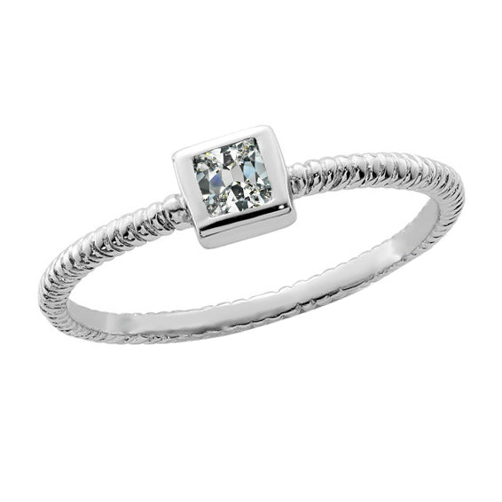 Solitaire Ring Kussen Oude Mijnwerker Echt Diamant Bezel Touw Stijl 1,50 Karaat