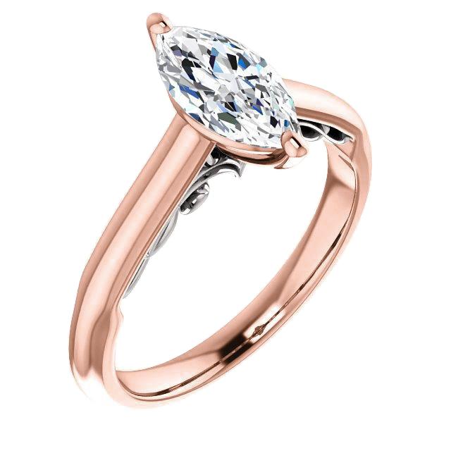 Solitaire Ring Markiezin Echt Diamant 1,50 Karaat Rose Goud 14K