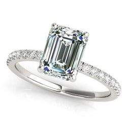 Solitaire Ring Met Accenten Rond & Smaragd Uit De Aarde Gewonnen Diamant Goud 6.50 Karaat