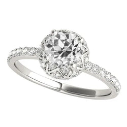 Solitaire Ring Met Accenten Rond Oud Geslepen Natuurlijke uit de aarde gewonnen Diamanten 5 Karaat