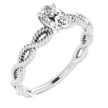 Solitaire Ring Oud Geslepen Ovale Echt Diamant Gedraaid Touw Stijl 2,50 Karaat