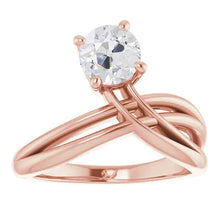Afbeelding in Gallery-weergave laden, Solitaire Ring Oud Geslepen Ronde Echt Diamant Gedraaide Gespleten Schacht 2 Karaat
