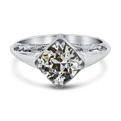 Solitaire Ring Oud Geslepen Natuurlijke uit de a aarde gewonnen Diamant Antieke Stijl Dubbel Prong Gezet 2.50 Karaat
