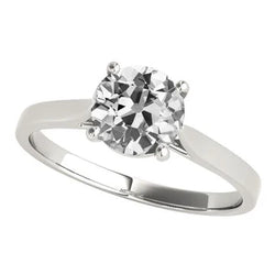 Solitaire Ring Oud Geslepen Natuurlijke uit de aarde gewonnen Diamant 4 Prong Gezet Witgoud 2.50 Karaat