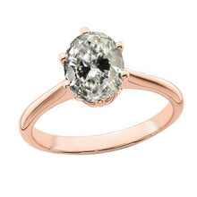 Afbeelding in Gallery-weergave laden, Solitaire Ring Ovaal Old Mine Cut Echt Diamond 6 Prong Set 3 Karaat Goud
