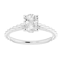 Solitaire Ring Ovaal Old Mine Cut Echt Diamond Prong Set 3 Karaats Touwstijl