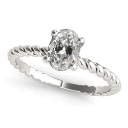 Solitaire Ring Ovaal Oud Geslepen Echt Diamant 4 Prong Touw Stijl 2,50 Karaat