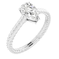 Solitaire Ring Peer Oude Europese Echt Diamant Gedraaide Stijl 4 Karaat