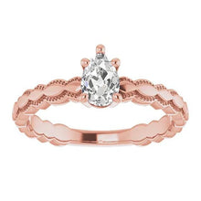Afbeelding in Gallery-weergave laden, Solitaire Ring Peer Oude Mijnwerker Echt Diamant 1,50 Karaat Rose Gouden Sieraden
