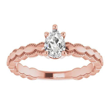 Solitaire Ring Peer Oude Mijnwerker Echt Diamant 1,50 Karaat Rose Gouden Sieraden