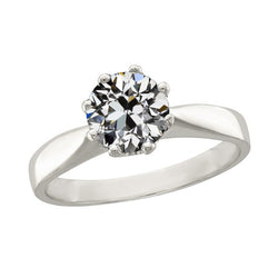 Solitaire Ring Rond Oud Mijn Slijpsel Natuurlijk uit de a aarde gewonnen Diamant 8 Prong Gezet 2 Karaat