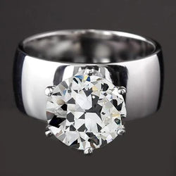 Solitaire Ring Rond Oude Mijnwerker Echte Natuurlijke uit de aarde gewonnen Diamant 6 Prong Gezet 3 Karaat Goud