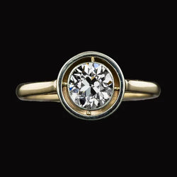 Solitaire Ring Rond Old Miner Echt Diamond Gold 14K Sieraden 2 Karaat