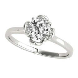 Solitaire Ring Rond Old Miner Echt Diamond Prong Floral Style 1,50 Karaat