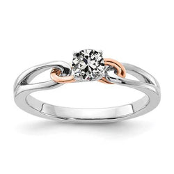 Solitaire Ring Rond Old Miner Echt Diamond Split Shank Two Tone 1 Carat