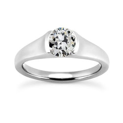 Solitaire Ring Rond Oude Mijnwerker Natuurlijke uit de aarde gewonnen Diamant Halve Kastzetting 2 Karaat