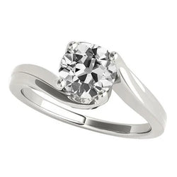 Solitaire Ring Voor Dames Old Mine Cut Echt Diamond Tension Style 1,50 Karaat