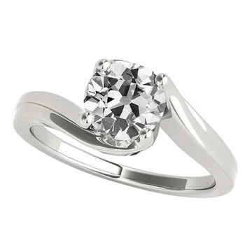 Solitaire Ring Voor Dames Old Mine Cut Echt Diamond Tension Style 1,50 Karaat