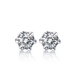 Solitaire Ronde Echt Diamanten Bloem Stijl Stud Earring 1,70 Ct Gouden Sieraden