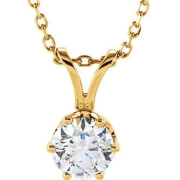 Solitaire Ronde Echt Diamanten Hanger Ketting 2,75 Karaat Geel Goud 14K