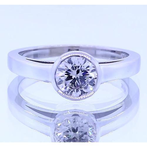 Solitaire Ronde Echt Diamanten Ring Bezel Set 1 Karaat Witgoud 14K
