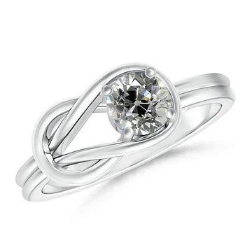 Solitaire Ronde Echt Diamanten Ring Oude Europese 2 Karaats Knoopstijl