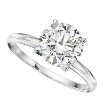 Solitaire Ronde Geslepen 2,50 Karaat Echt Diamanten Trouwring Wit Goud 14K