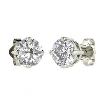 Solitaire Ronde Geslepen Echt Diamanten Oorbel Van 1,90 Ct 14k Witgoud