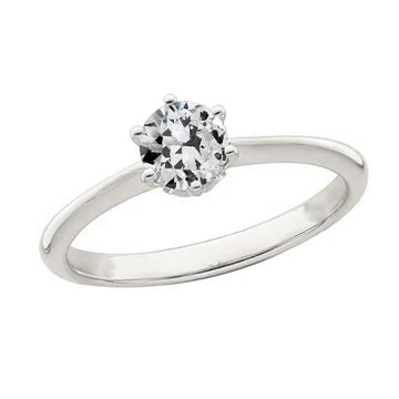 Solitaire Ronde Old Cut Echt Diamond Ring Prong Set Witgoud 1,50 Karaat