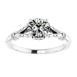 Solitaire Ronde Oude Geslepen Echt Diamanten Ring Vintage Stijl 1,50 Karaat