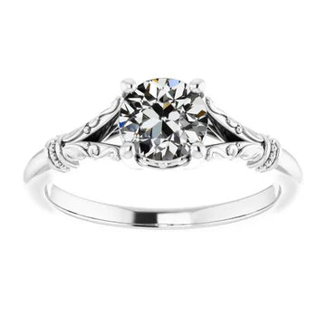 Solitaire Ronde Oude Geslepen Echt Diamanten Ring Vintage Stijl 1,50 Karaat