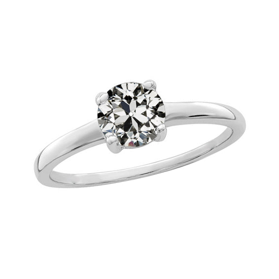 Solitaire Ronde Oude Geslepen Echt Diamanten Trouwring