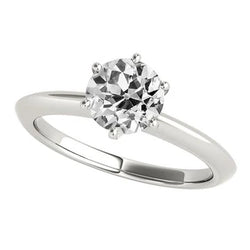 Solitaire Ronde Oude Mijn Geslepen Echt Diamanten Verlovingsring 1,50 Karaat