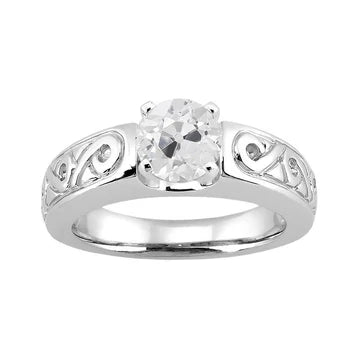 Solitaire Ronde Oude Mijn Geslepen Echt Diamanten Vintage Stijl Ring 1,75 Karaat