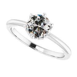Solitaire Ronde Oud Mijn Slijpsel Natuurlijke uit de a aarde gewonnen Diamanten Ring 6 Prong Gezet 2 Karaat