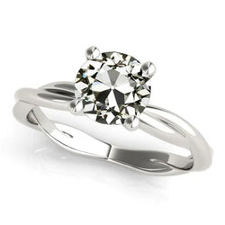 Solitaire Ronde Old Mine Cut Natuurlijke uit de aarde gewonnen Diamanten Ring Gedraaide Stijl 2 Karaat