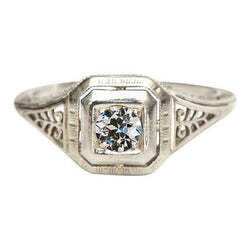 Solitaire Ronde Oude Mijnwerker Echt Diamanten Ring 1 Karaat Vintage Stijl